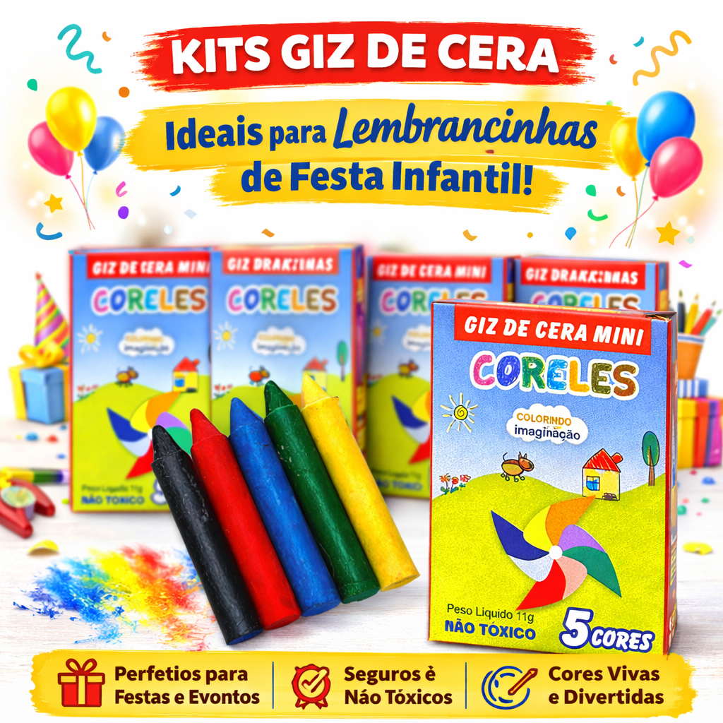 Kit Giz de Cera Infantil Mini 30 Lembrancinha Festa Infantil | Brinde Crianças Restaurante...