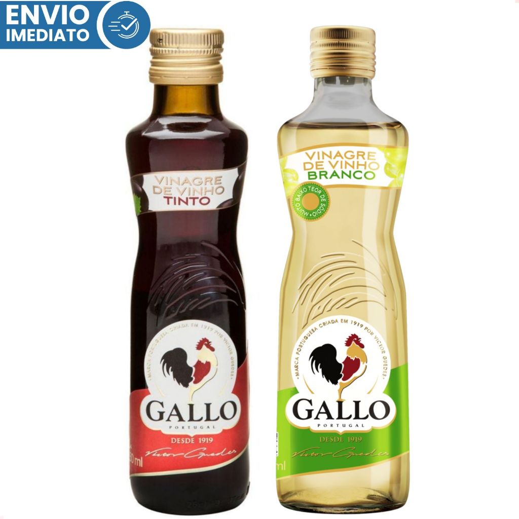 Atacado Vinagre Gallo Vinho Tinto e Vinho Branco 250ml