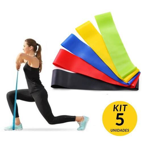 Kit 5 Faixa Elástica Super Mini Band Extensor Elástico Para Treino Resistência Funcional Academia Ginástica Yoga Esporte