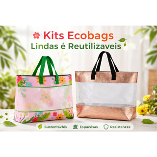 Kit de Bolsa Ecobag Floral e metalizada Reutilizável – Leve, Resistente e Estilosa em Oferta na Shopee