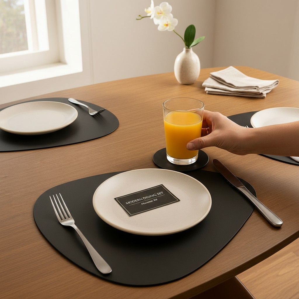 Kits Jogo americano para mesa em couro + porta copos 2 ou 4 ou 6 8 ou 10 pçs em Oferta na Shopee