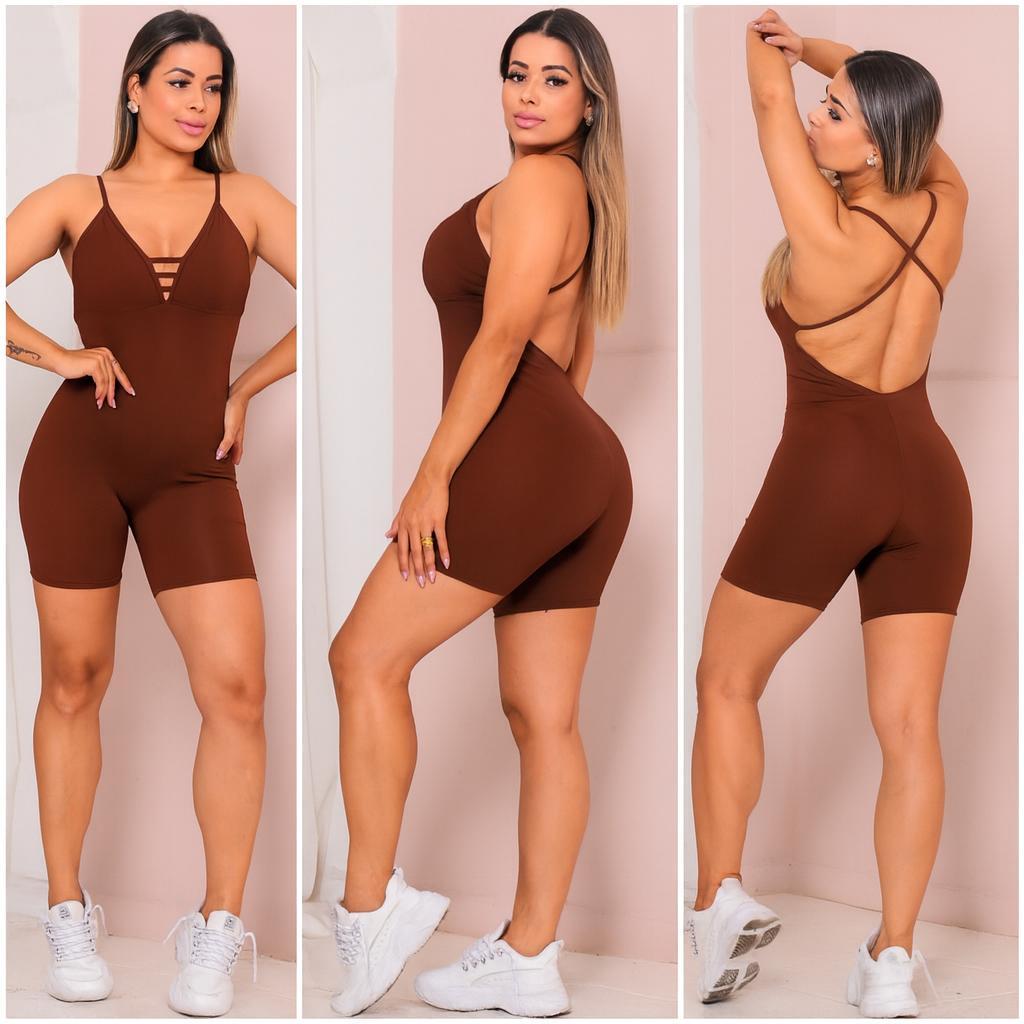 Macacão Fitness Preto/Azul marinho/ fucsia/verde musgo/Rose Reforçado Decote Peito Moda Academia Treino Levanta Bumbum em Oferta na Shopee