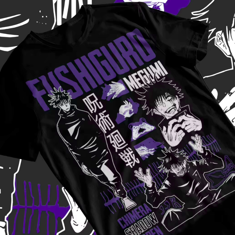 Camiseta T-shirt Unissex Anime Megumi Fushiguro Jujutsu Kaisen