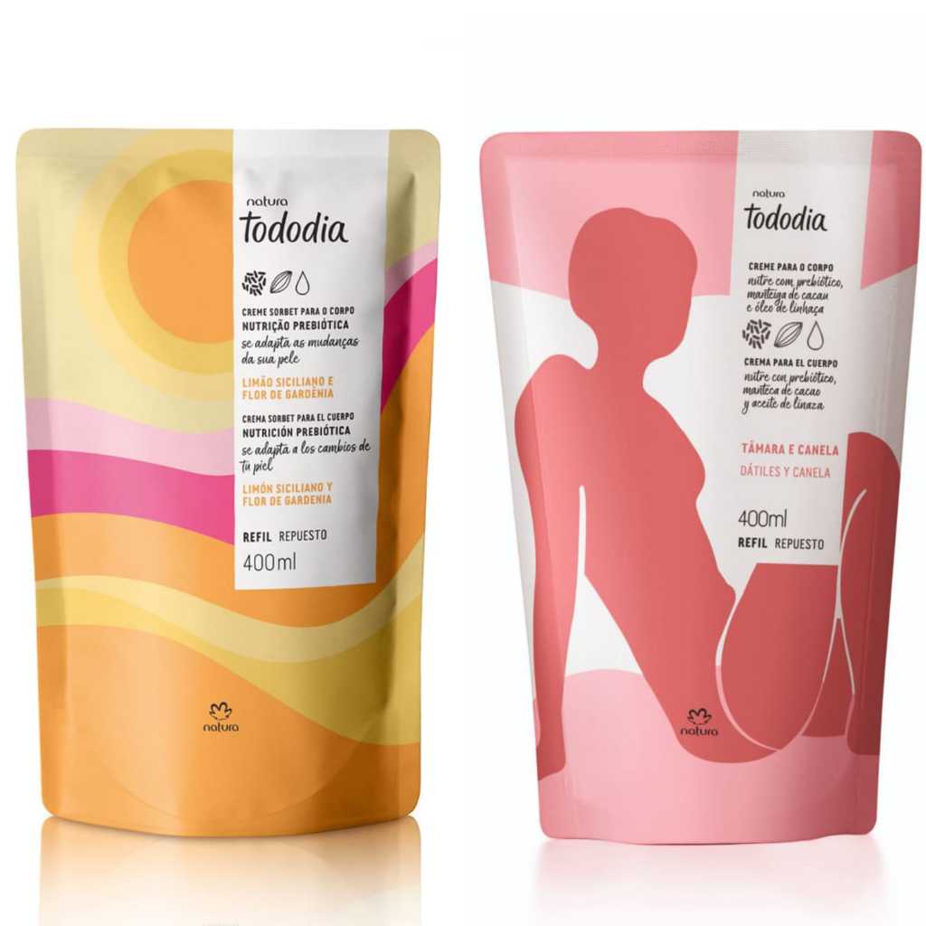 Kit Refil Creme Hidratante Tododia Tâmara e Canela + Limão Siciliano 400ml (KIT COM 02)