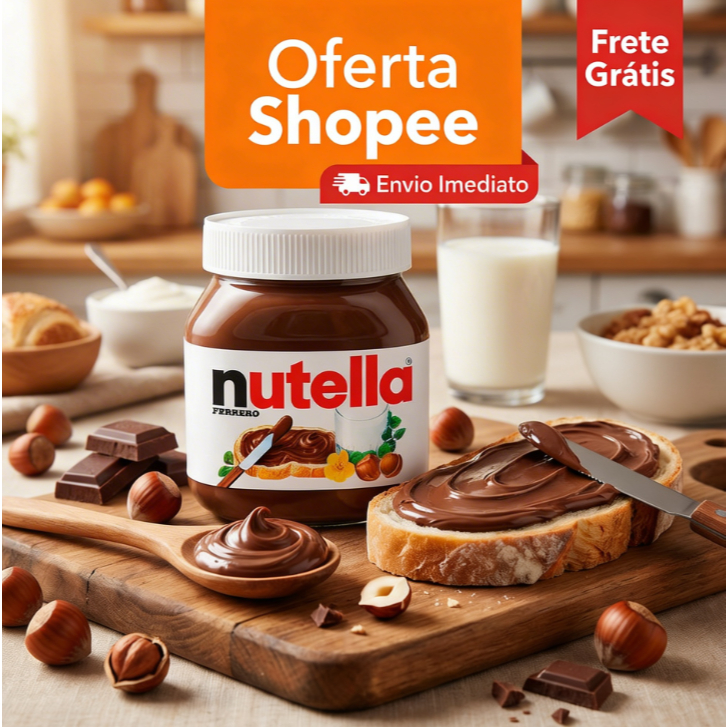 Nutella Creme de Avelã com Cacau 350 G Ferrero Chocolate Cremoso Saboroso Pão Torrada Sobremesa