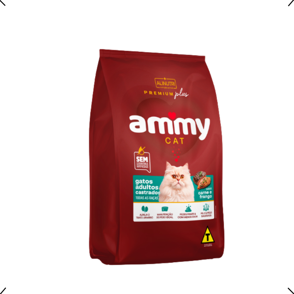RAÇÃO PREMIUM ESPECIAL AMMY GATO CASTRADO MIX 10KG