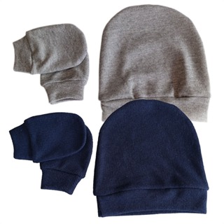 Kit 2 Touca e 2 Luvinha Bebê Recém Nascido RN (4 pç) Enxoval Maternidade Malha Canelada Confortável em Oferta na Shopee