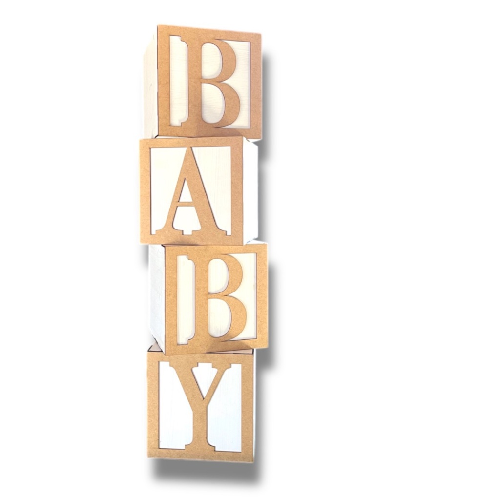 Cubos Baby Decorativos MDF Para Chá de Bebê e Revelação 20x20cm