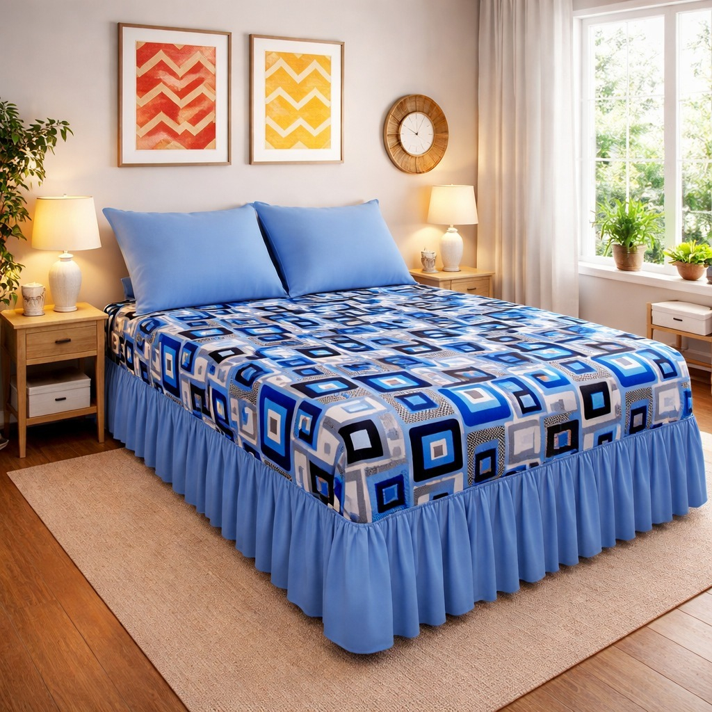 Kit Colcha Oxford Com Babado Letícia | Casal Box 2,70m x 2,50m | 3 Peças Completo *Promoção em Oferta na Shopee