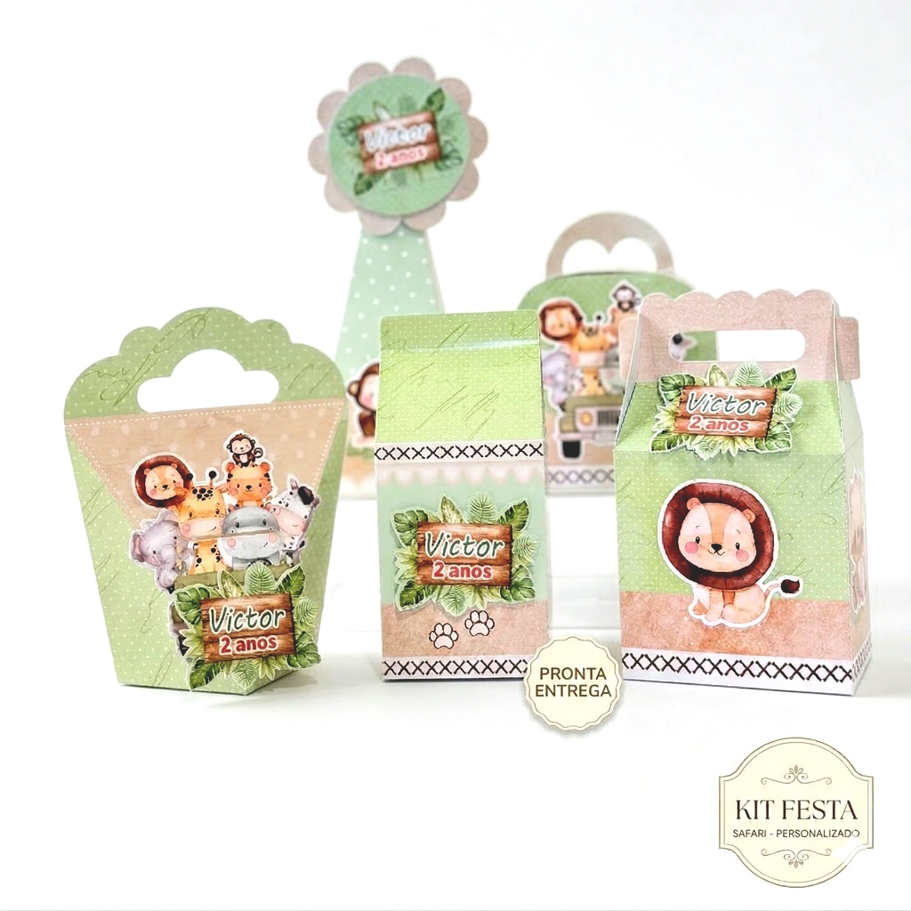 Kit Caixa Personalizados Safari Lembrancinha