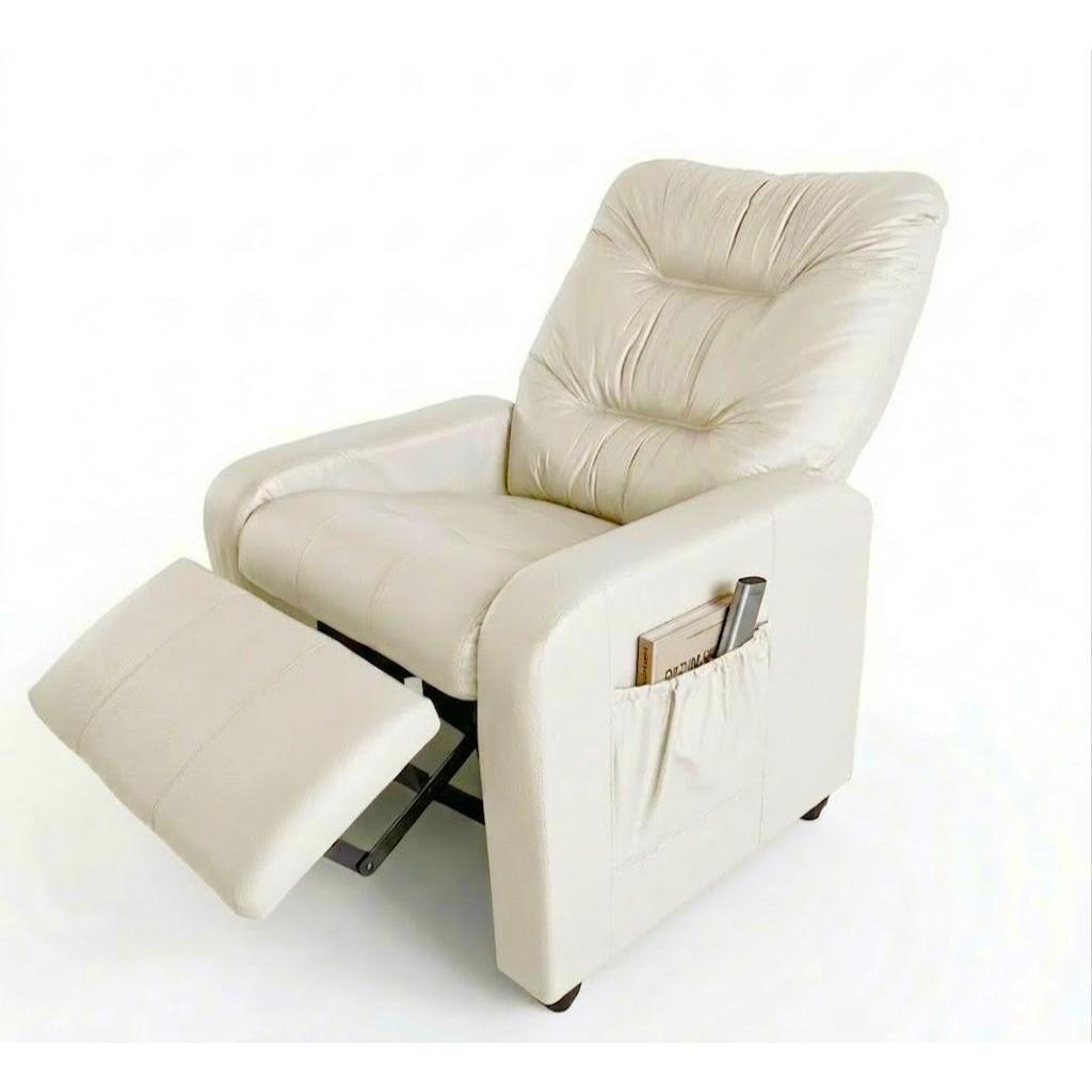 Poltrona Cadeira Azera New Bege Mamãe Encosto Reclinável E Retrátil Ideal Amamentação Quarto Clínicas Estetica - AV