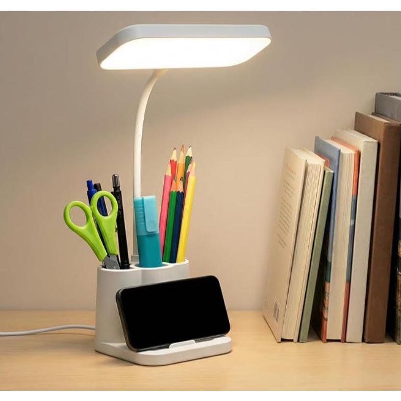Flexo LED de mesa anti-fadiga ocular, candeeiro com 3 modos de luz e 8 níveis de brilho regulável