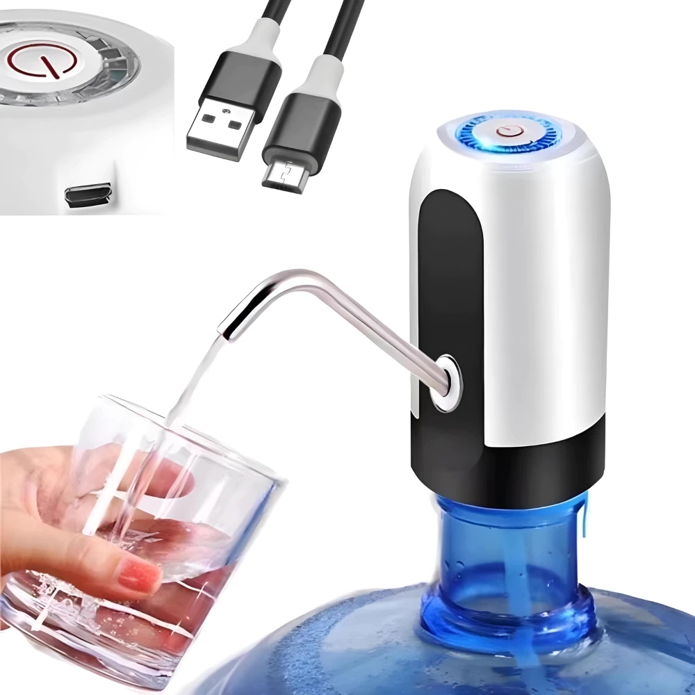 Bomba eletrica agua sensor usb recarregavel galão filtro puxador dispenser portatil beber rapido de achadinhos