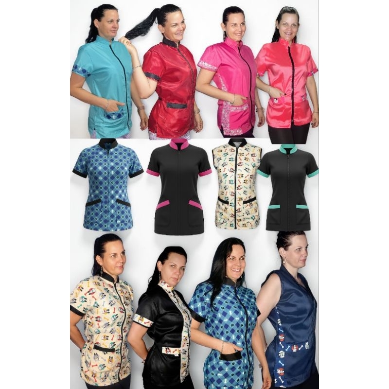 Jalecos banho e tosa anti pelos cores em Oferta na Shopee