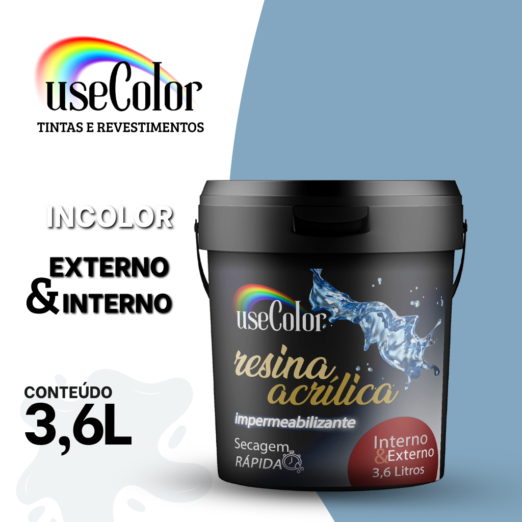 Resina Acrílica 3,6L Incolor Acabamento Brilhante e Fosco Base Água Impermeável Multiuso em Oferta na Shopee