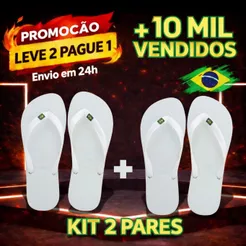 Kit Chinelos Masculino e Feminino Do Brasil Bandeirinha De Borracha Original Anti-Derrapante SEM MARCA