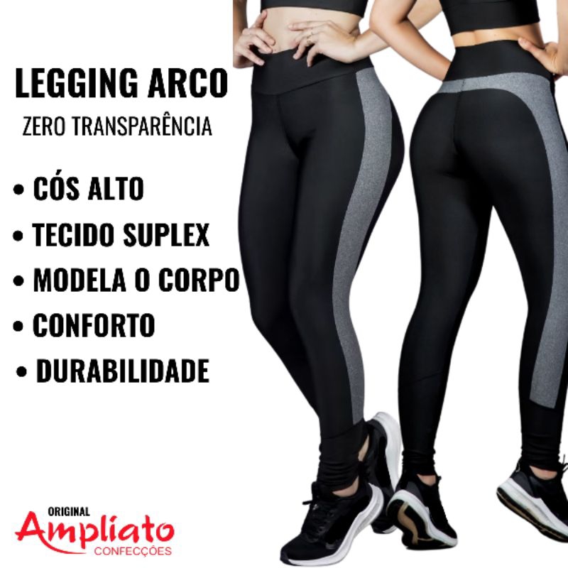 Legging de Arco Suplex Feminina – Não Transparente, Alta Compressão para Treino, Casual ou Pilates em Oferta na Shopee