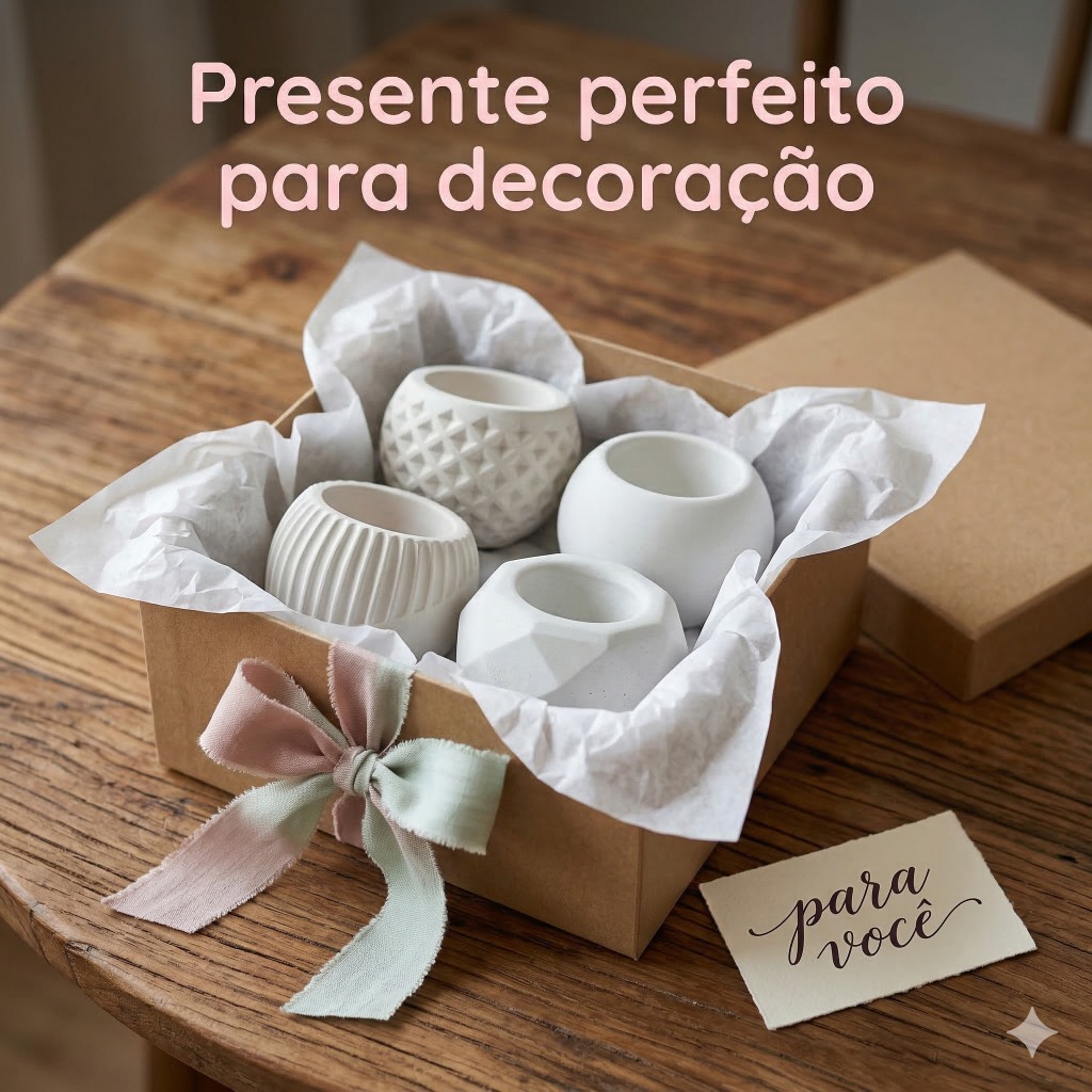 Kit 8 Vasinhos de Gesso Texturizado Decorativo - Ideal para Escritorio, Sala, Quarto