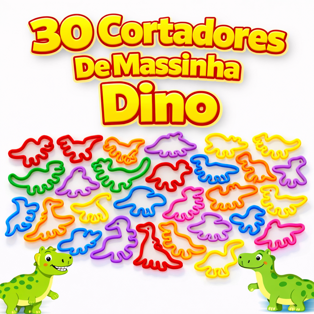 30 Molde Cortador Forminha Dinossauro P/ Massinha de Modelar Kit Festa Lembrancinha