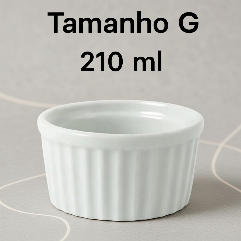 Kit Ramequins 210ml Porcelana – Ramequin Grande Para Molho, Patê, Sobremesa e Porções