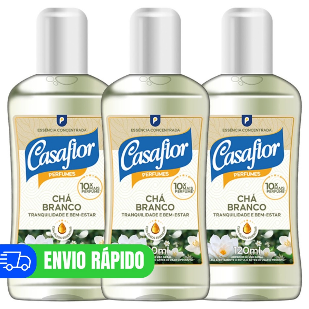 3 Essência Concentrada Chá Branco CasaFlor 10x Mais Perfume