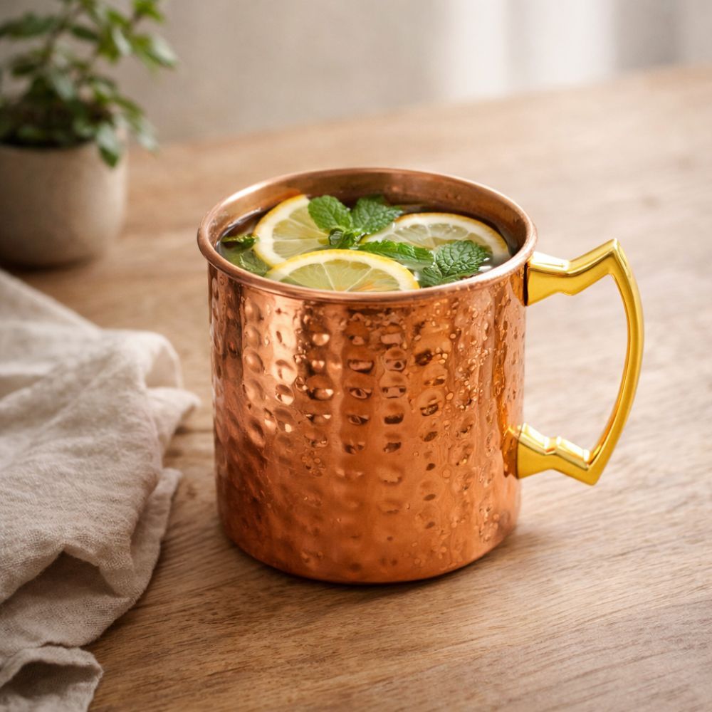 Caneca Moscow Mule em Cobre 350 Ml Martelada Impermeabilizada