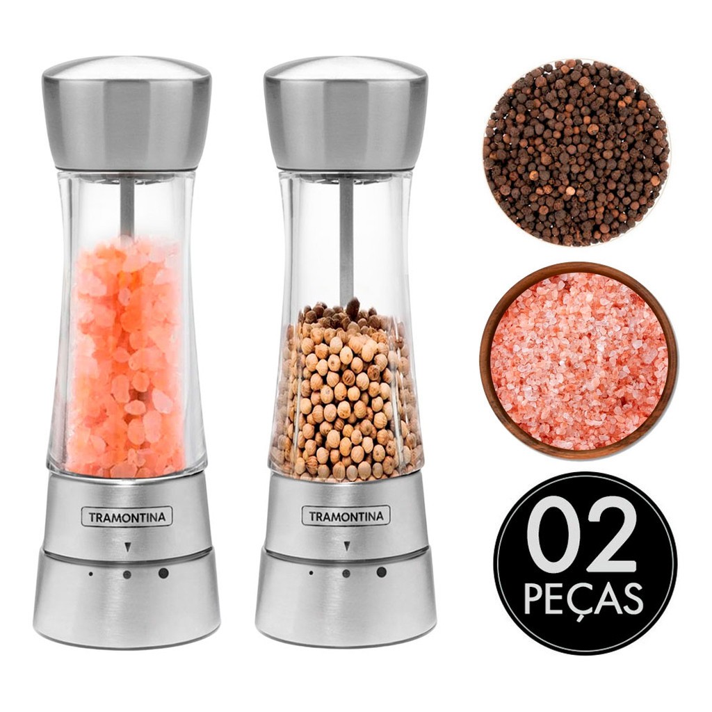 Jogo De Moedor De Sal E Pimenta Tramontina Aço Inox Cerâmica em Oferta na Shopee