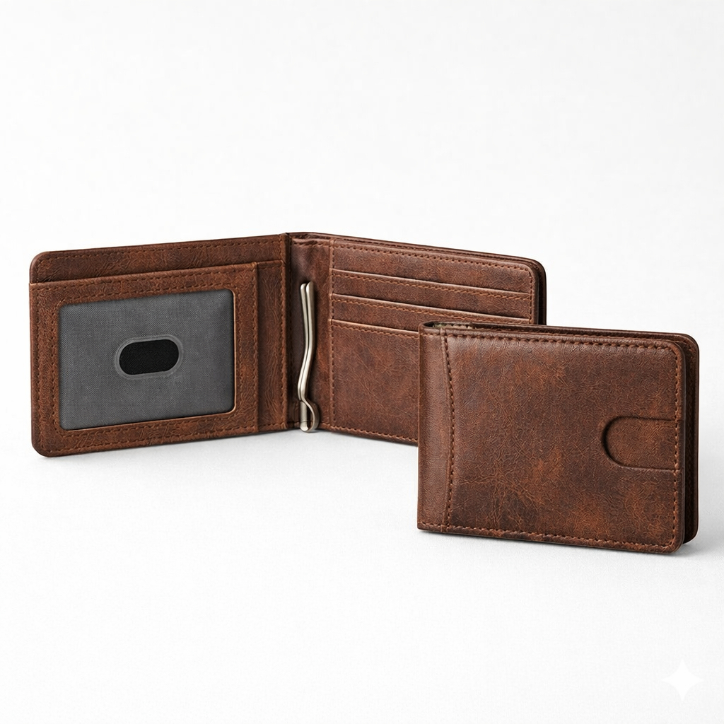 Carteira Masculina Couro Sintético Porta Cartão Documentos Dinheiro Moedas