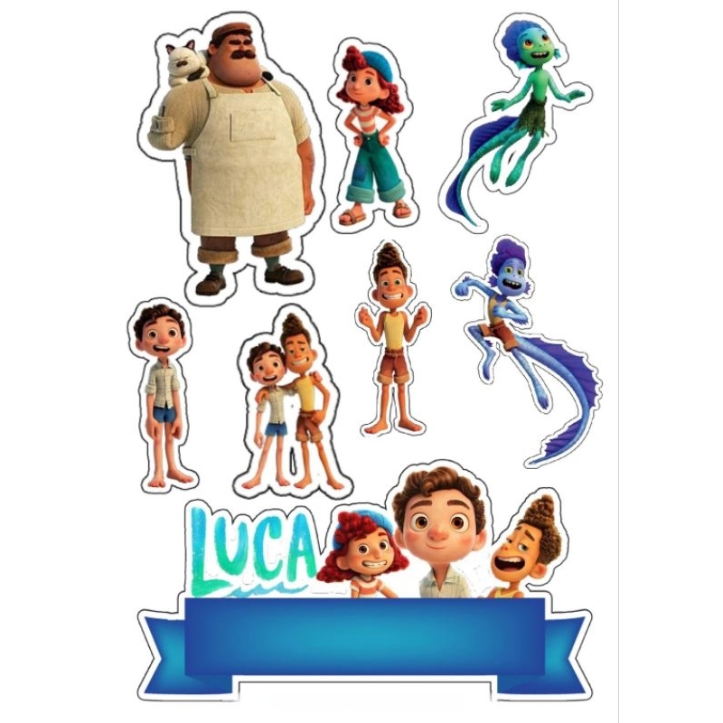 Topo Topper de Bolo Luca Filme Lucca Personalizado Nome Idade 2