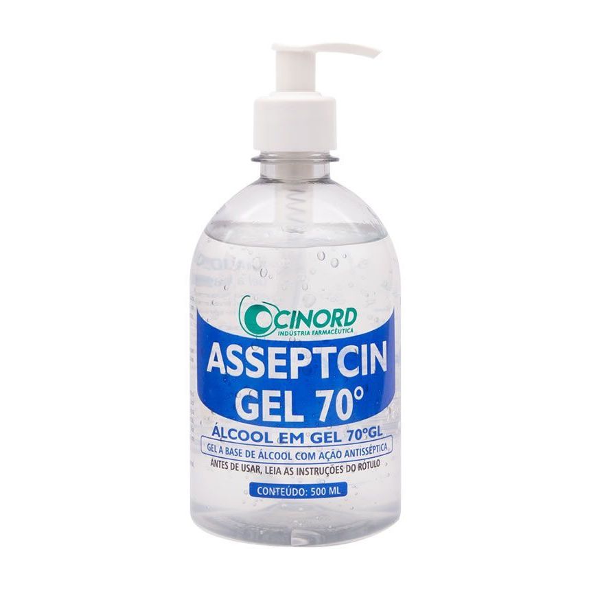 Asseptcin Álcool em Gel 70%, Sem Perfume, 500ml