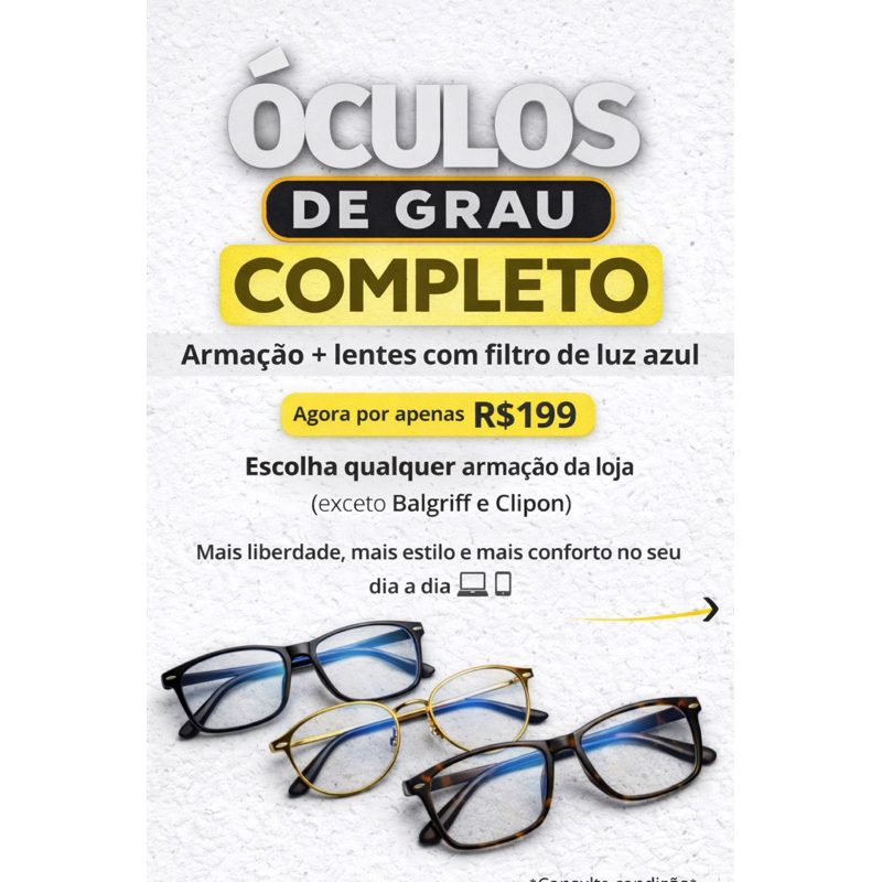 Óculos de grau completo Promoção