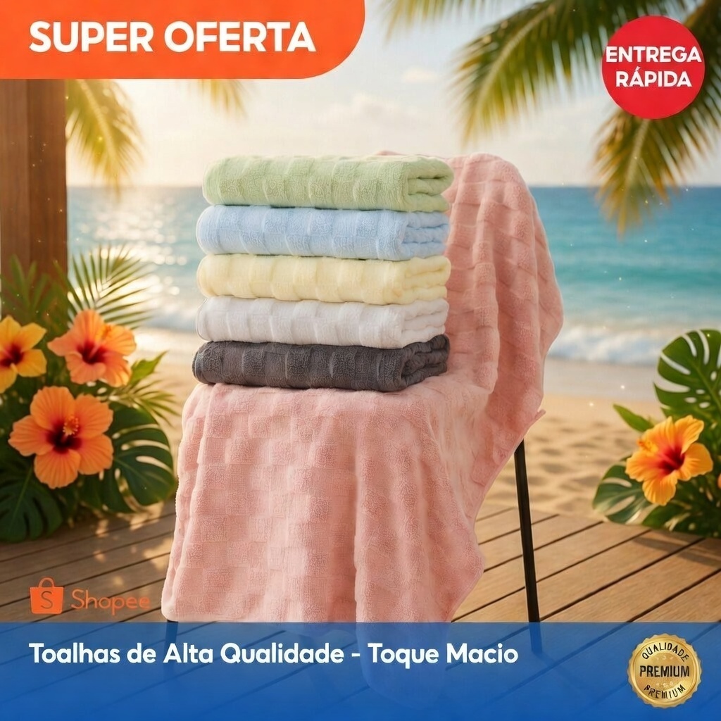 KIT 4/6/10 Toalha de Banho Premium Felpuda - Alta Absorção Toque Macio Textura Ribbed Cores Variadas Conforto Diário