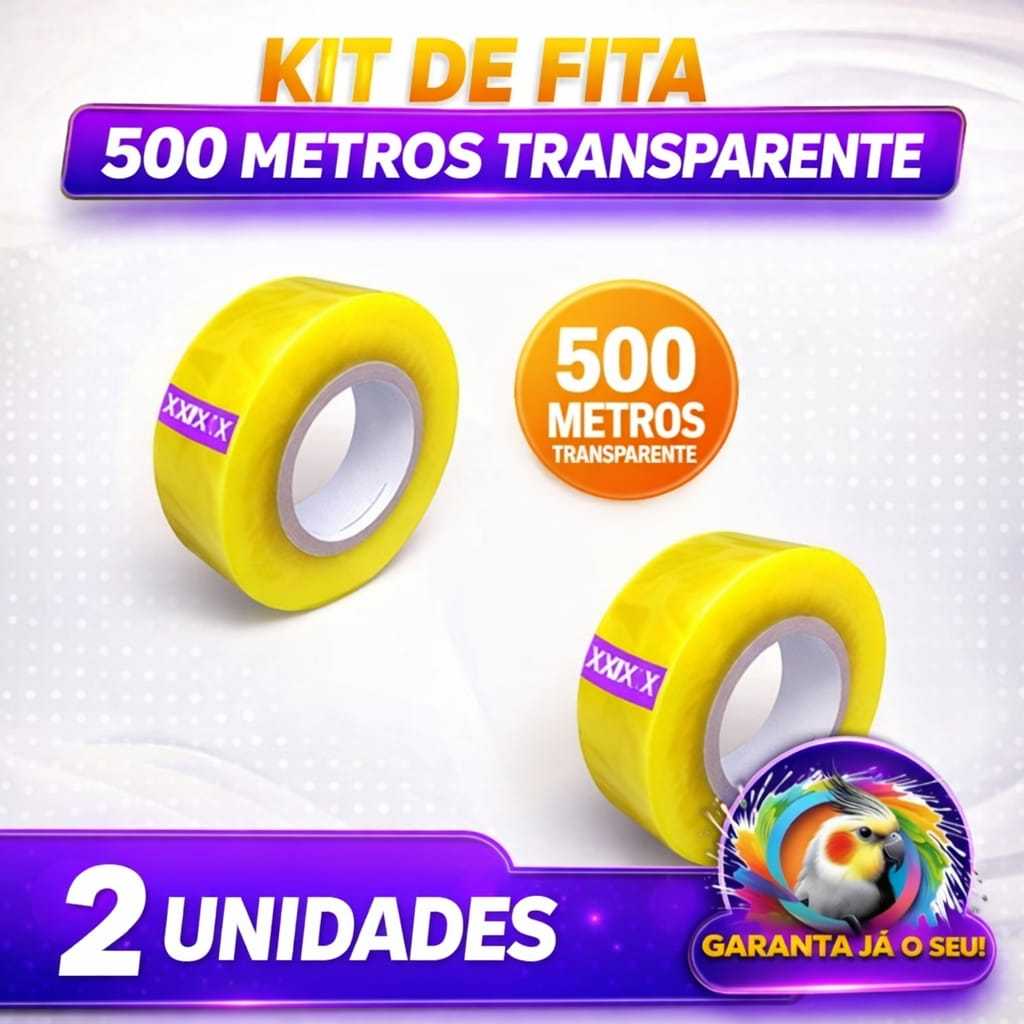 Kit 2 Fita Adesiva Transparente 500m – Lacrar Caixa e Embalar Importada