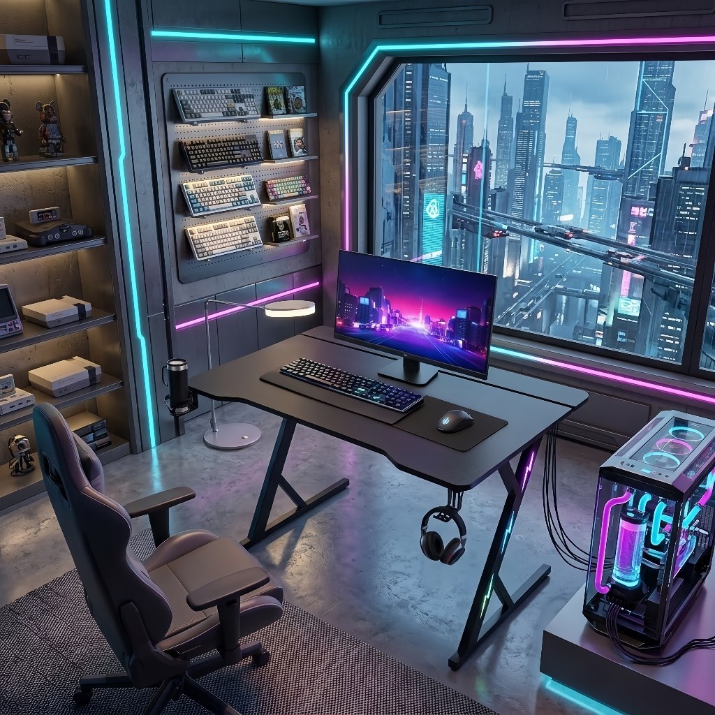 Mesa Gamer para PC com Fibra de Carbono Suporte Monitor Porta Copo Gancho Headset Escrivaninha Gamer MECOLOUR em Oferta na Shopee