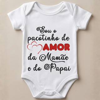 Body de Bebê Personalizado Frases Pacotinho da mamãe e do papai em Oferta na Shopee