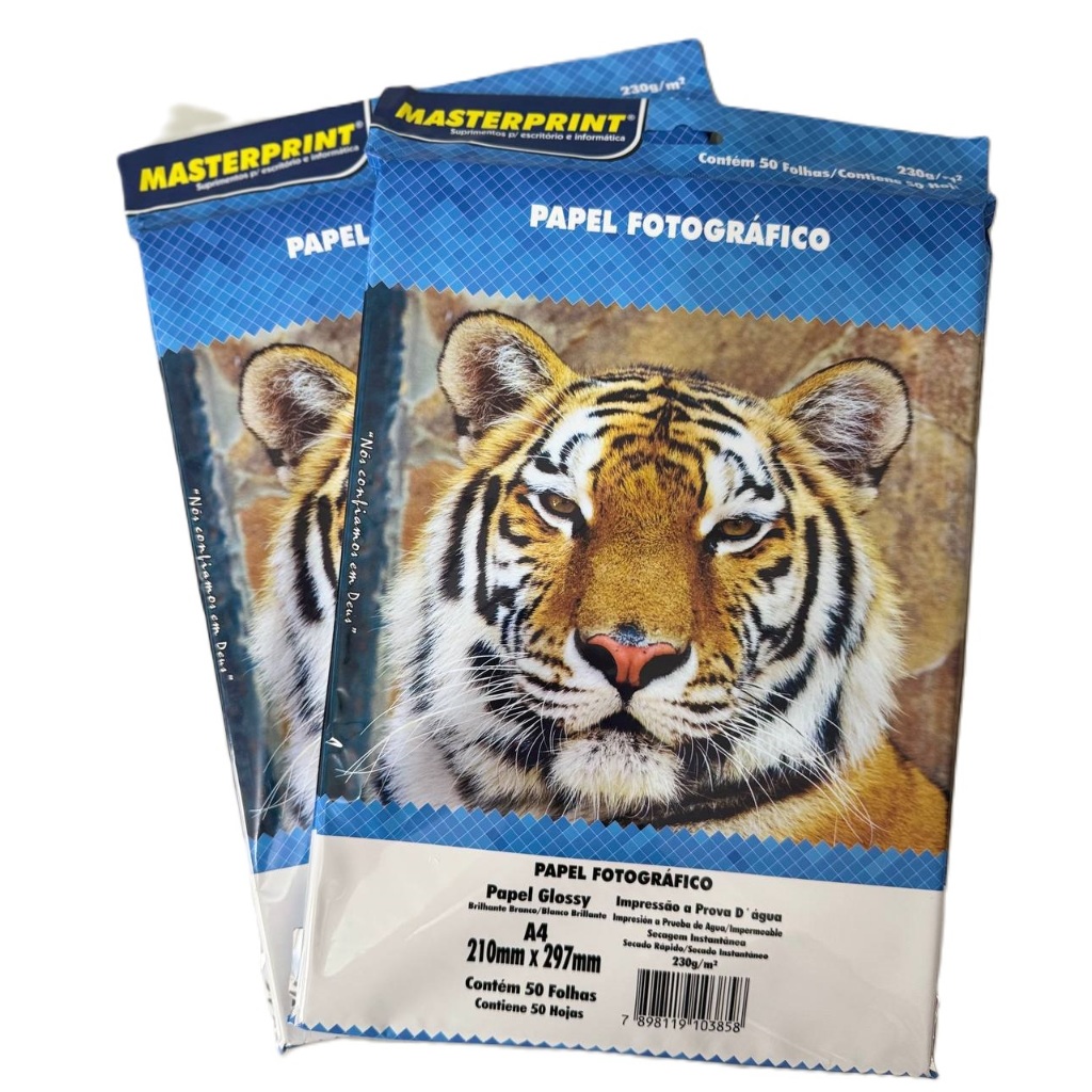 Kit Papel Fotográfico 230g A4 Glossy 100 folhas Masterprint