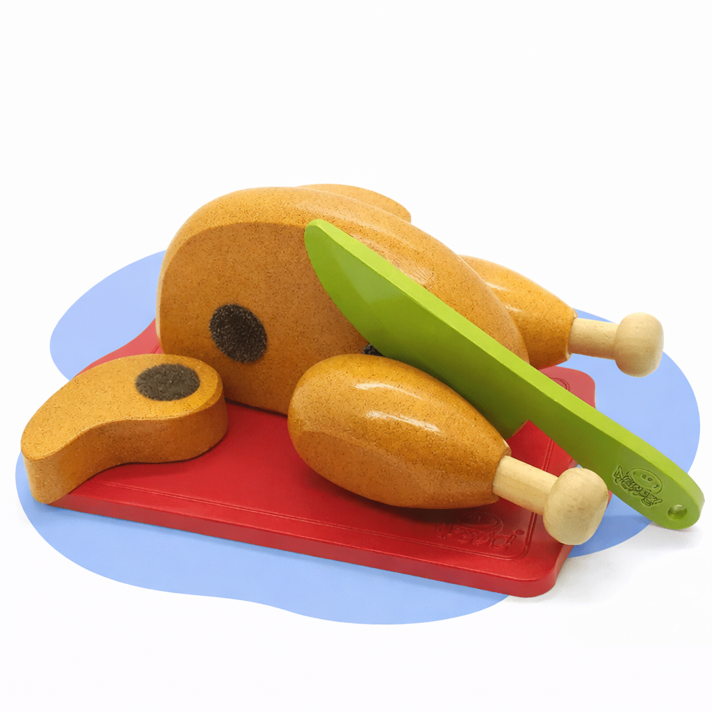Kit Educativo Frango Madeira Cozinha Brincar Criativo Infantil Pedagógico