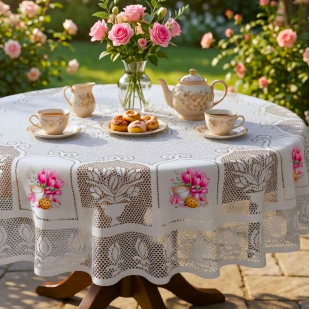 Toalha de Mesa Renda Redonda Estampada