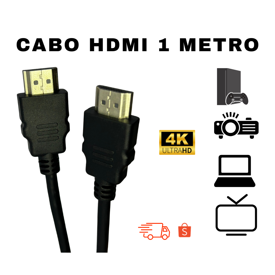 Cabo HDMI 1 Metro 4K Full HD Tv Notebook Projetor Video Game Pc 1080p Alta Resolução e Proteção Contra Interferência em Oferta na Shopee