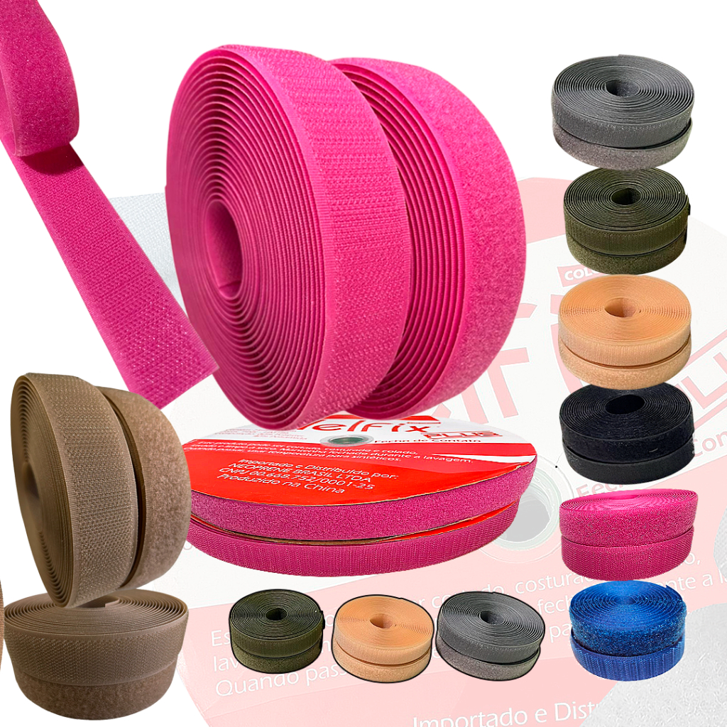 Velcro Colorido 25mm - Fecho de contato colorido super forte, fita de velcro