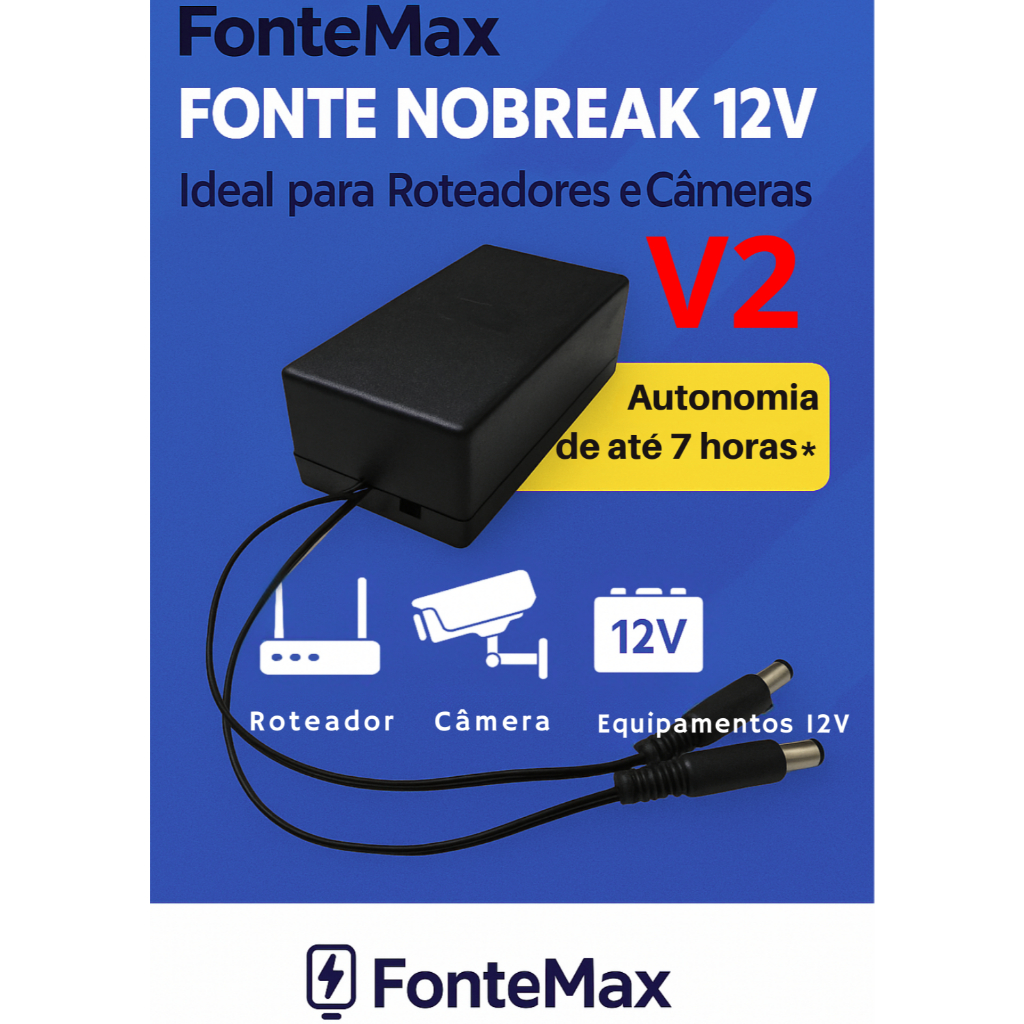 Fonte Nobreak 12v-24W- Mini Ups Para Roteador, Câmera E Mais