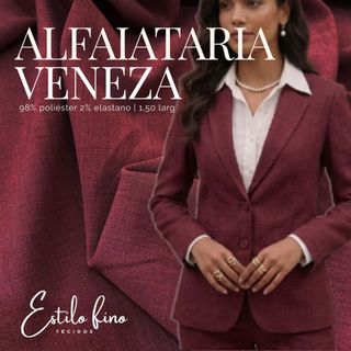 Alfaiataria VENEZA Tecido ideal para moda feminina com 1,50m larg 98% Poliéster 2% Elastano