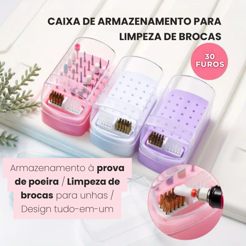 Organizador de Brocas com Escova de Limpeza - Portátil, Compacto e Prático JY---10098