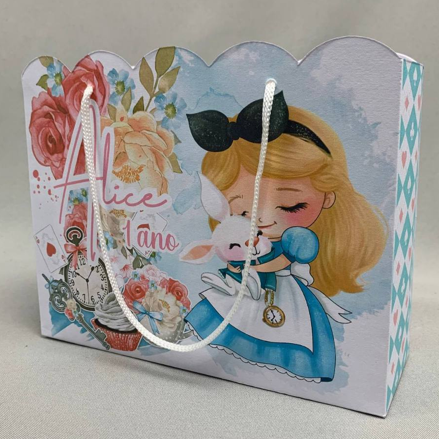 Sacolinhas Personalizadas Tamanho P para Lembrancinha Alice no País das Maravilhas - DESMONTADAS
