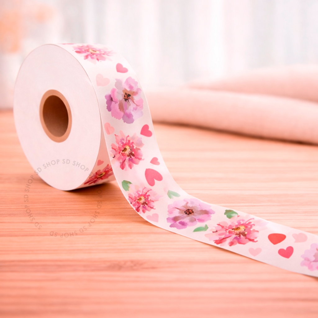 Fita Maxi Flores 32mmx100m Com Amor Dia Das Mães Presente Decoração Florido Embalagem Sofisticado