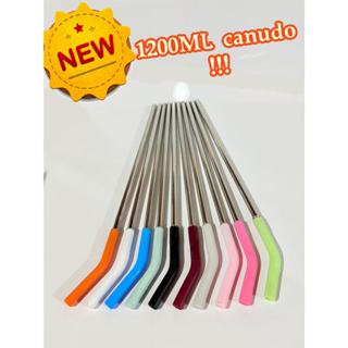 Canudo reutilizável em aço inoxidável com ponta de silicone para copos térmicos de 40oz em Oferta na Shopee