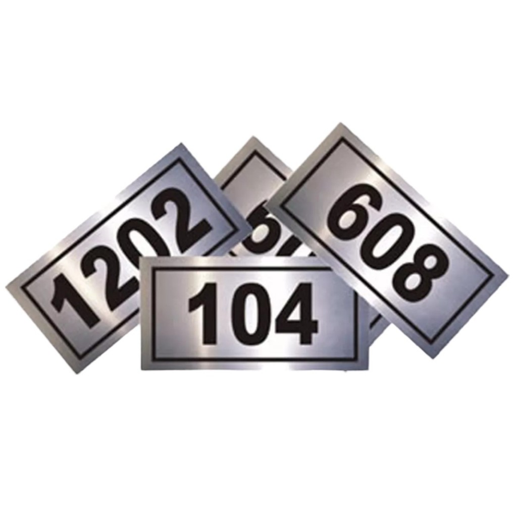Kit 12 Placas De Aço Inox 2x4cm Com Número Caixa De Correio