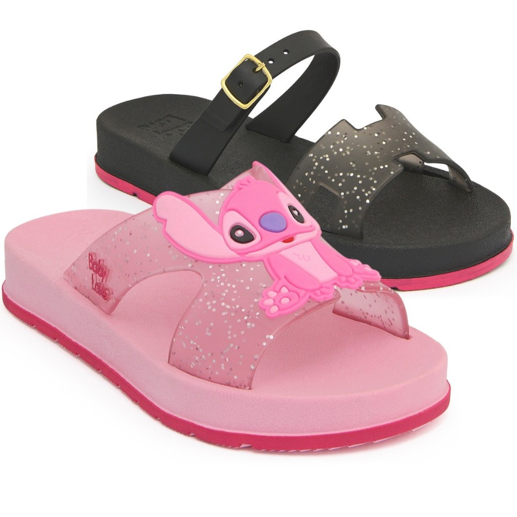 Kit 2 Pares Sandália Chinelo Infantil Feminina Menina Stitch Papete Confortável Lançamento