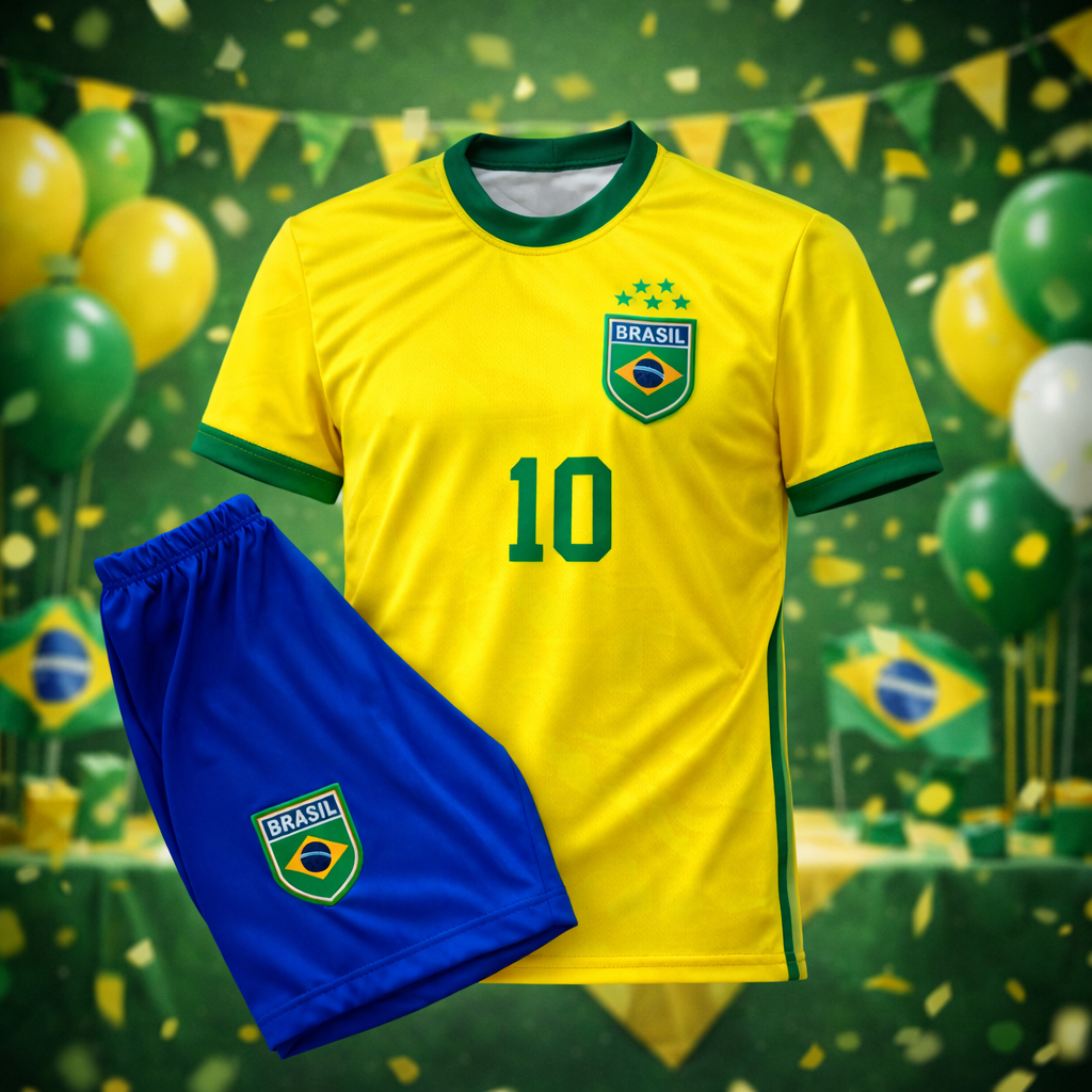 Camiseta e Shorts Infantil Uniforme Torcedor Brasileiro Unissex em Oferta na Shopee
