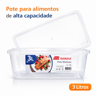 Kit Potes Plásticos Transparentes - Rainha - 3 Litros - Medidas Presídio - Micro/Freezer - BPA Free em Oferta na Shopee